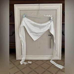 Tic Toc white scarf style satin crop top with back sash ties S NWT